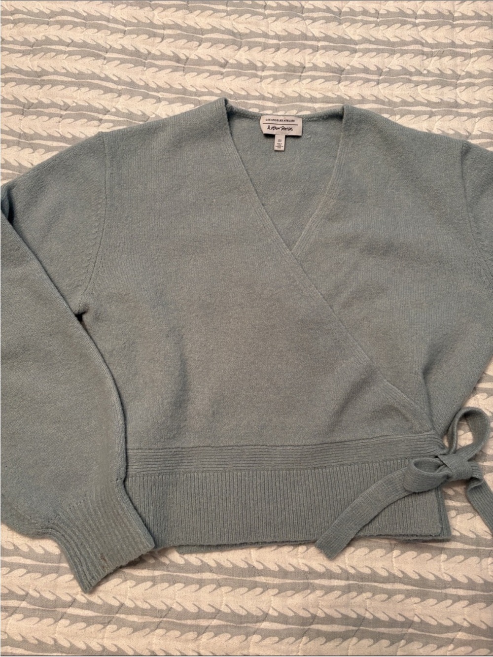 &other stories Wrap-Style V-Neck Sweater in blue /Green